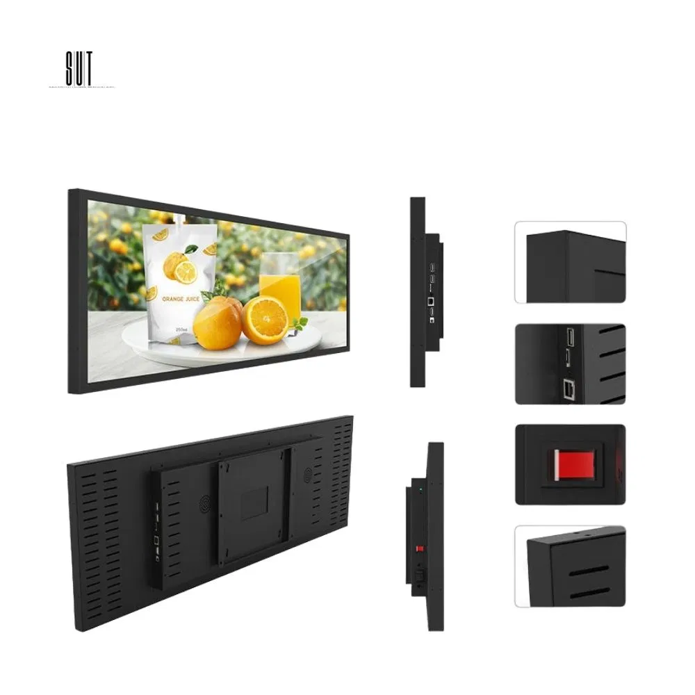 Wide Stretched Digital Signage: 27 Inch Indoor LCD Display Equipment