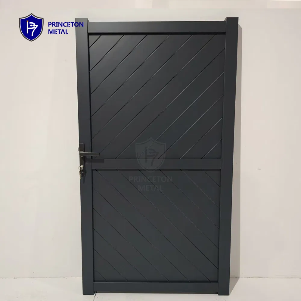 French Style Simple Elegant Aluminum Single Walkway Slat Gate for Security Garden Pedestrian Entrance Gate