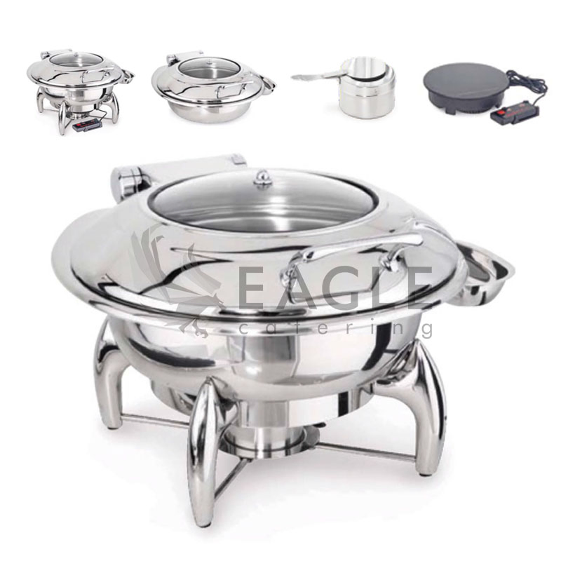 Electrical Induction Heating Chafing Dish with Glass Lid