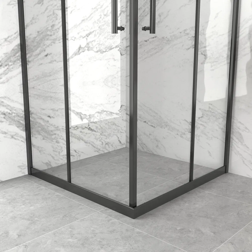 Bathroom Black Aluminum Frame Sliding Square Shower Enclosure with Custom Size