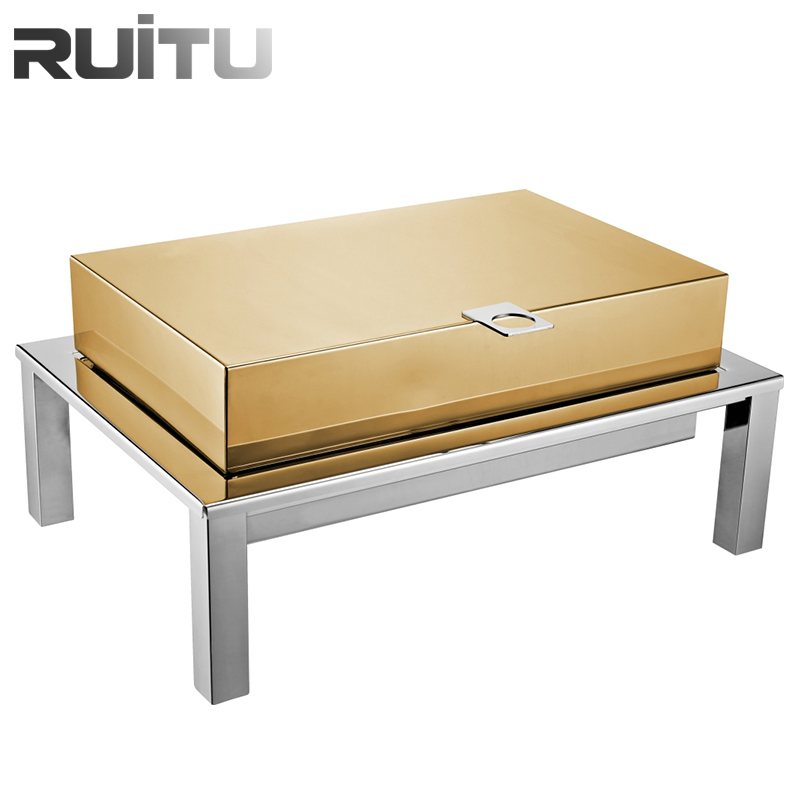 Hotel Amenities Banquet Supply Hydraulic Cover Small Wedding Chef Set Arabic Design Cheffing Dish Stainless Steel Food Warmer Golden Buffet Chefing Dish