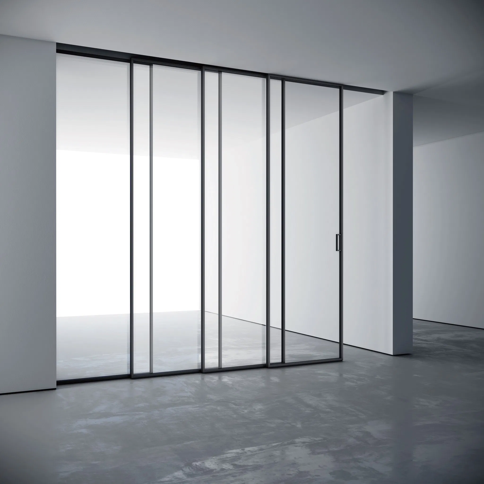 Modern Sleek Minimalist Slimline Sliding Glass Door Double Doors
