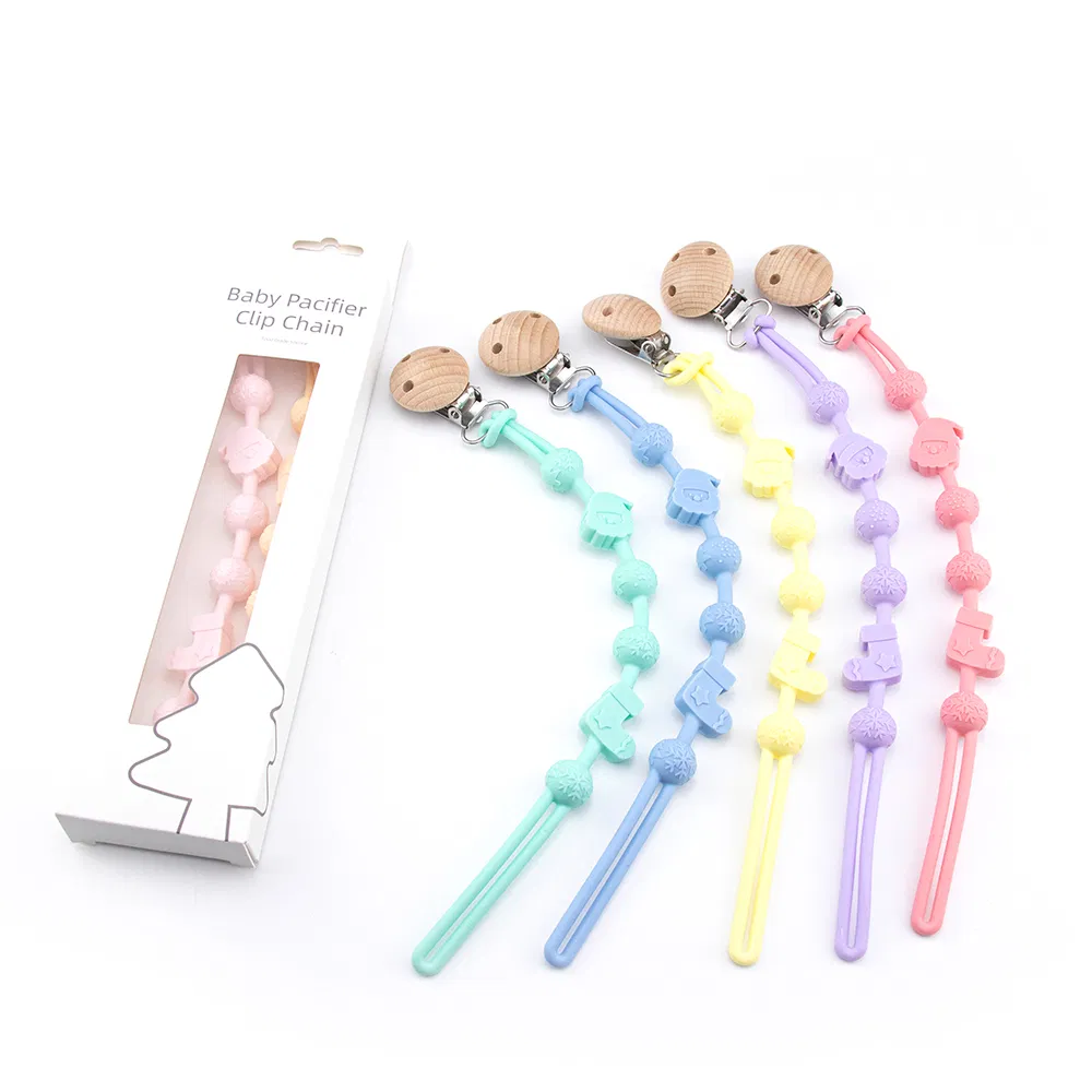 Personalized Baby Feeding Silicone Teether Beads Holder Soother Teether Dummy Pacifier Clips