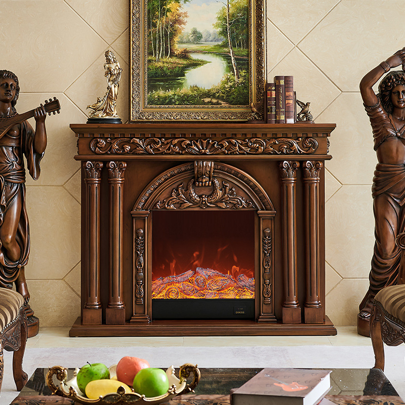 2024 New American Mantel Household Appliances, Heaters, Wooden Electronic Fireplaces