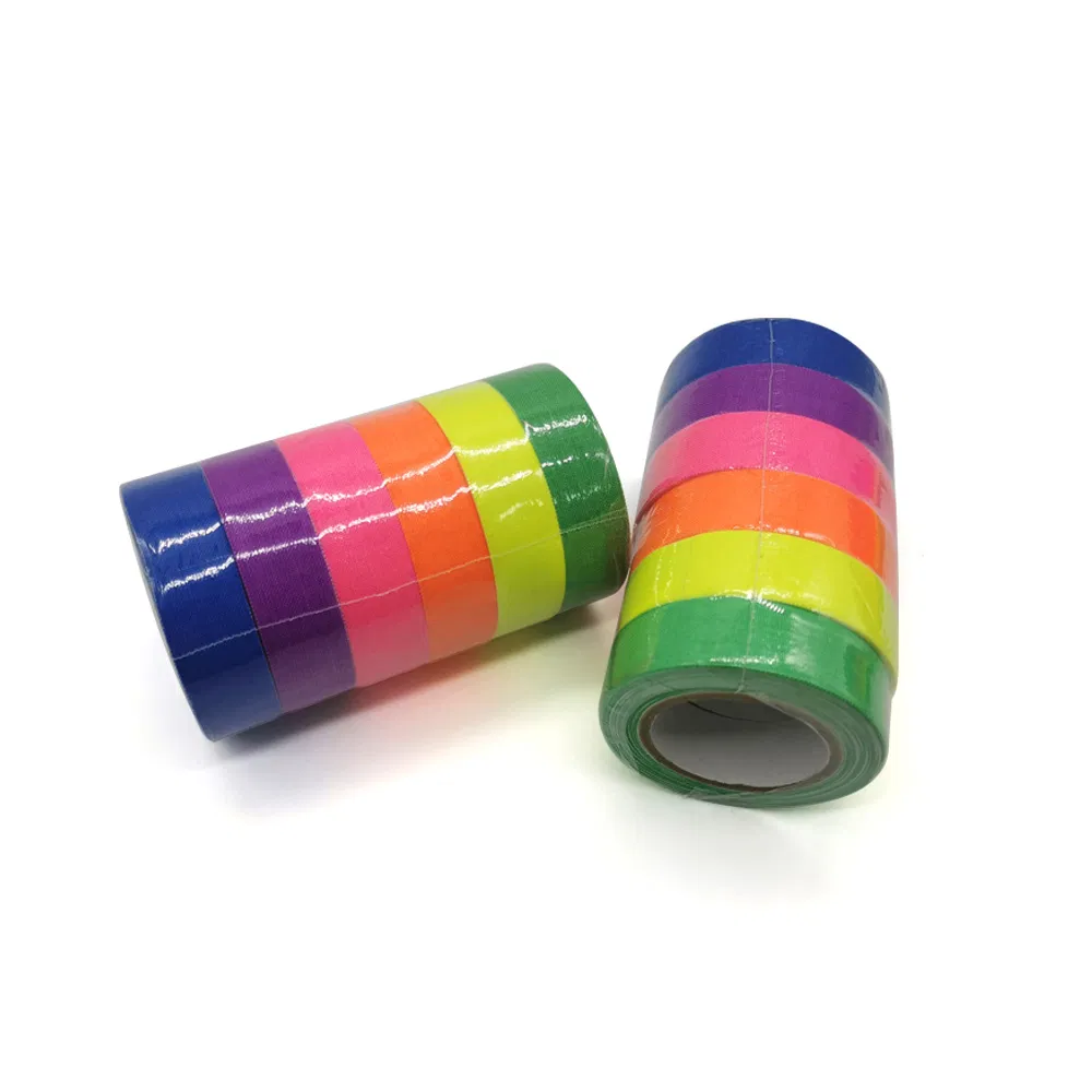 UV Light Visible Glowing Blacklight Reactive Neon Fluorescent Colored Adhesive Gaffer Luminous Warning Marking Cotton Cloth Tape