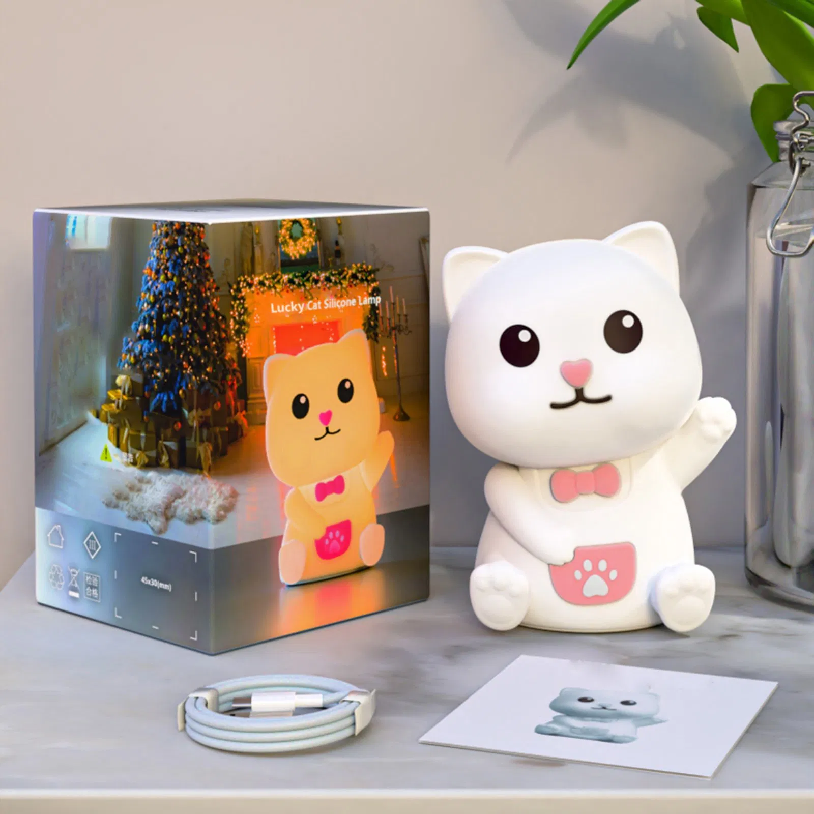 Силиконовая лампа Lucky Cat с Bluetooth, 198 цветов