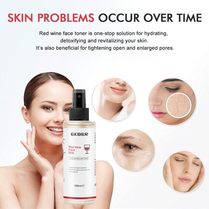 Private Label Natural Red Wine Face Toner Spray Anti-Wrinkle Anti Aging