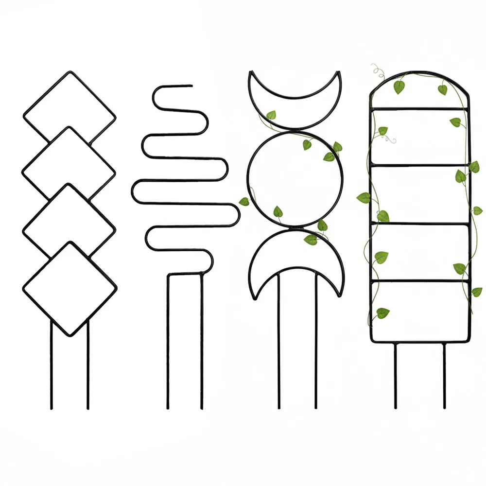 4 Packs Climbing Plants Trellis Indoor Potted Plants Garden Metal Trellis Flower Support Stakes