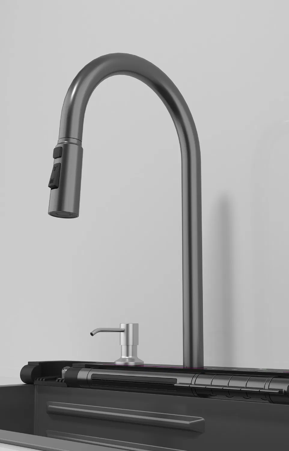 Farmhouse Handmade Smart Waterfall Multifunction Kitchen Sink with Faucet Stainless Steel Kitchen Sink