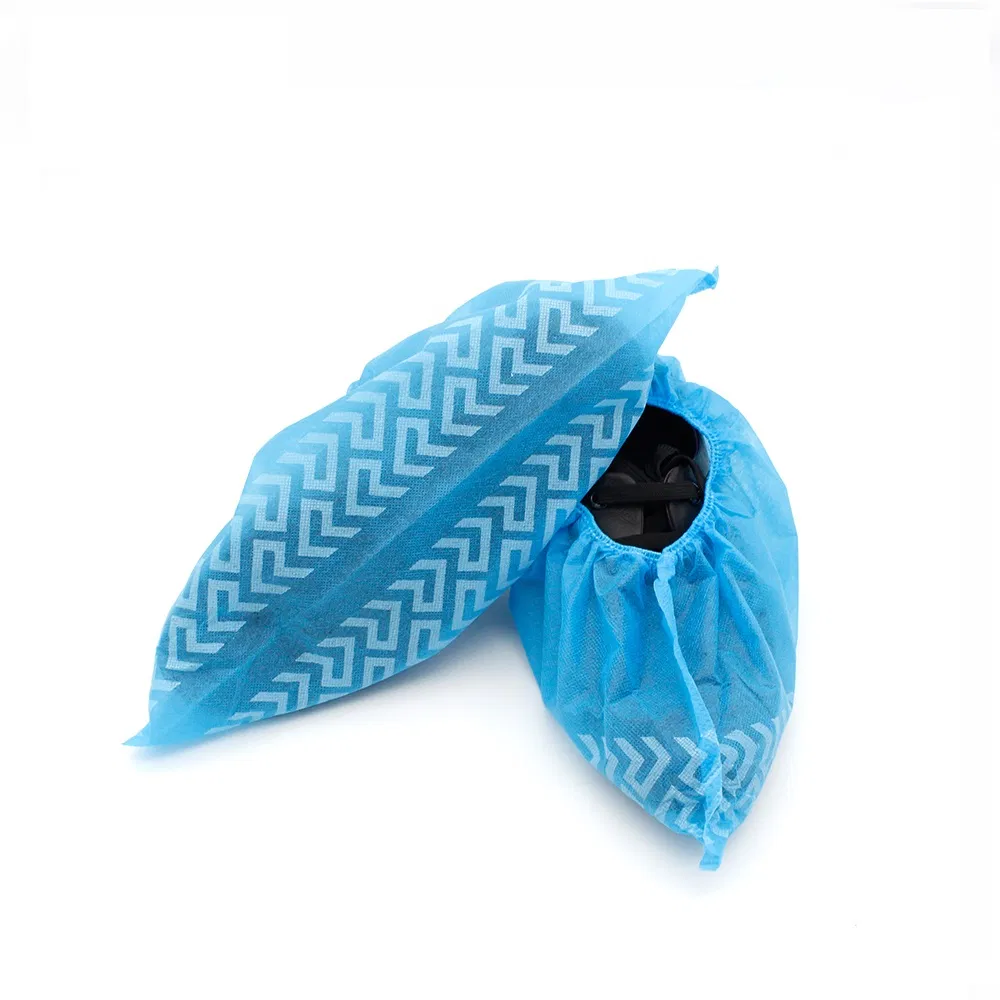 PP35GSM Disposable Non Woven Anti Slip/ Skid Blue Shoe Cover 17*40cm