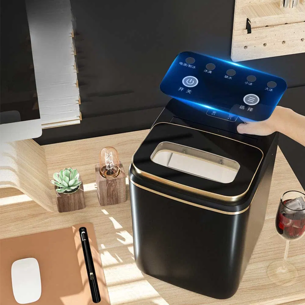 Portable 10kg Small Ice Maker Air-Cooled Fully Automatic Countertop Ice Cubes Machine with Self-Cleaning for Home Kitchen