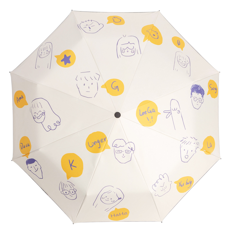 Складной зонт с принтом, металлическая рама, защита от УФ