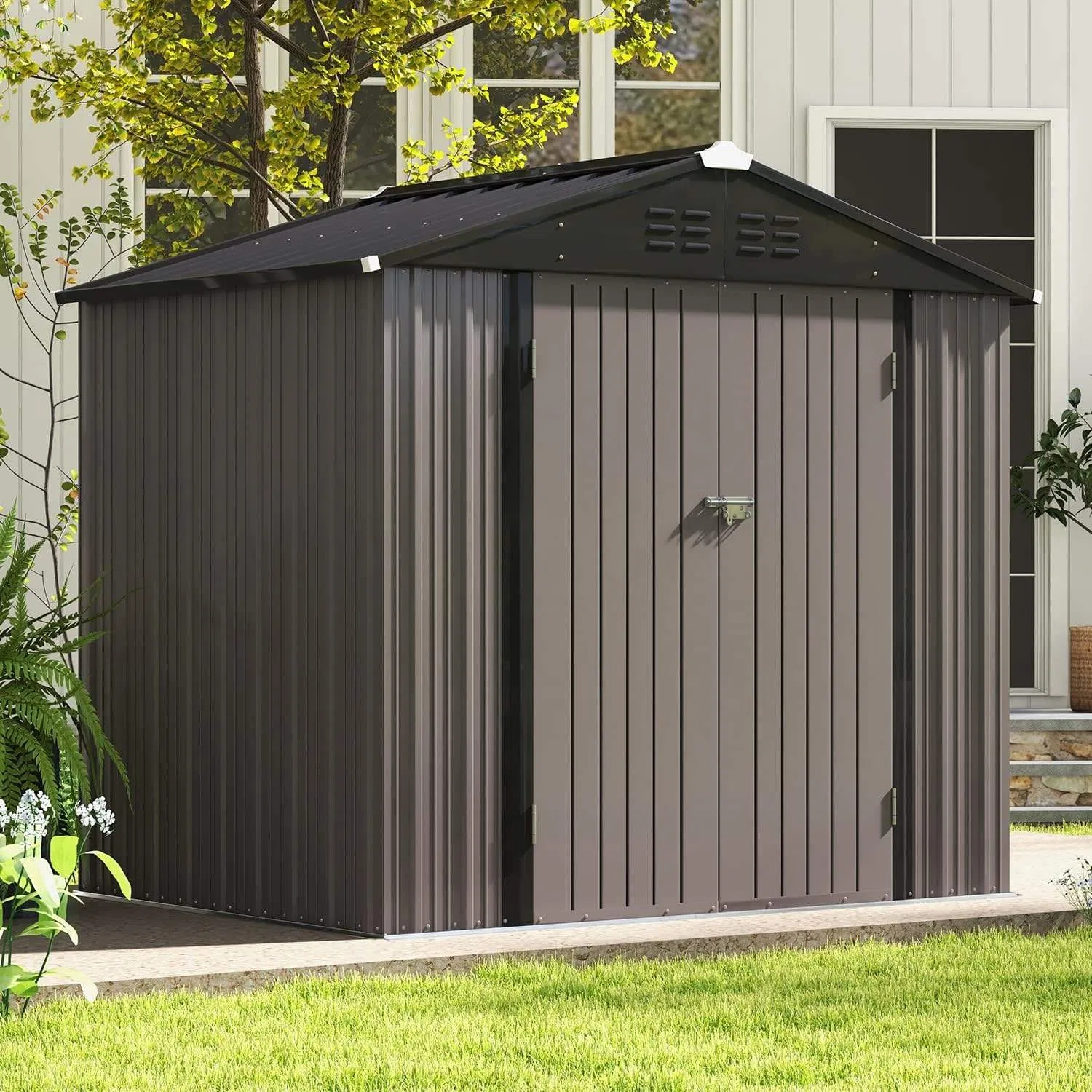 8*6FT Organized Multiuse Tool House Designed as Weather Resistant Storage Shed and Aesthetic Garden Shed for Villa Home Shed