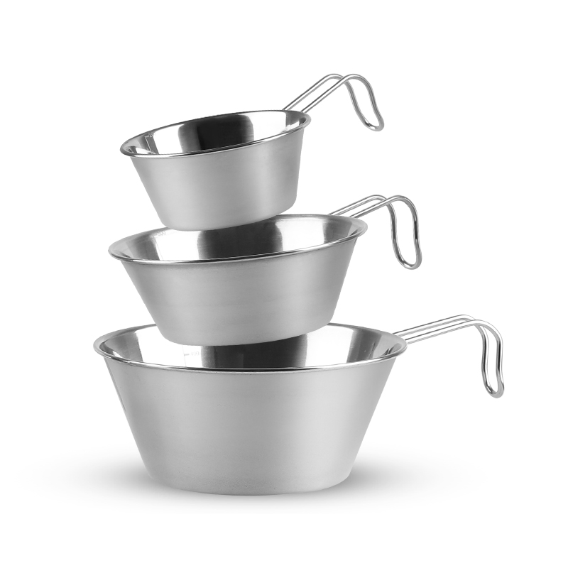 Korean Japan Outdoor 200/300/550ml Stainless Steel Camping Bowl Set