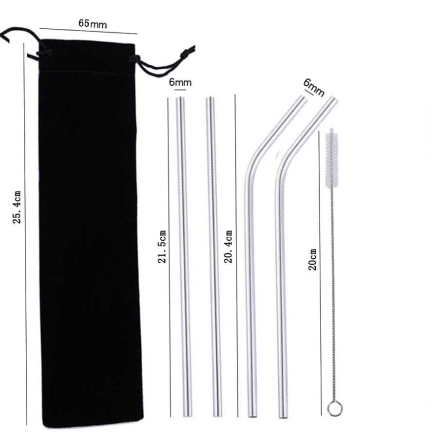 304 Color Metal Stainless Steel Portable Straw Set