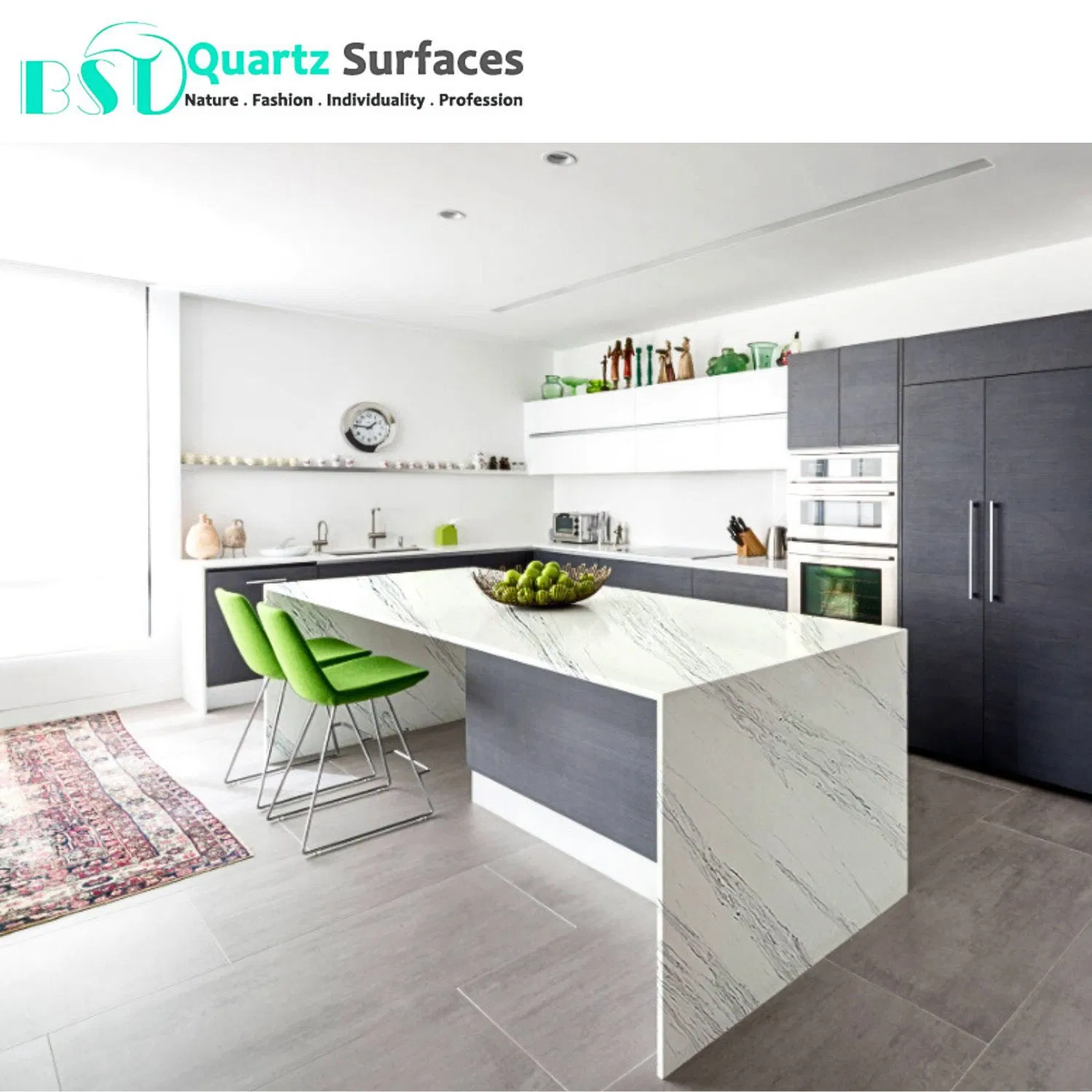 Stella Quartz Stone Slab for Precut Kitchen Countertop