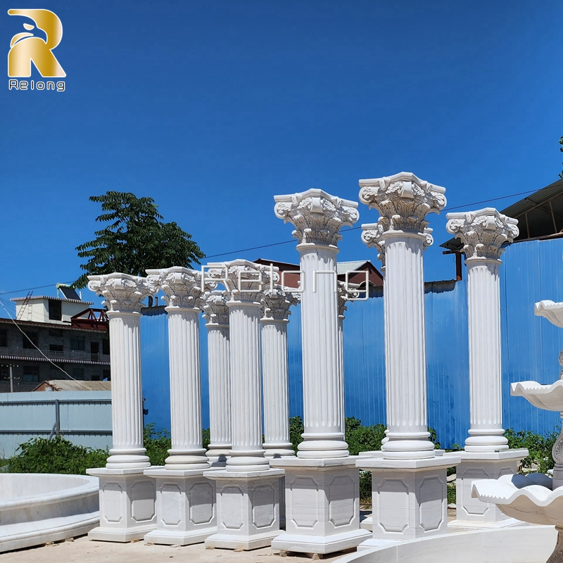 White Marble Greek Column Corinthian Order Round Fluted Columns Wholesaler