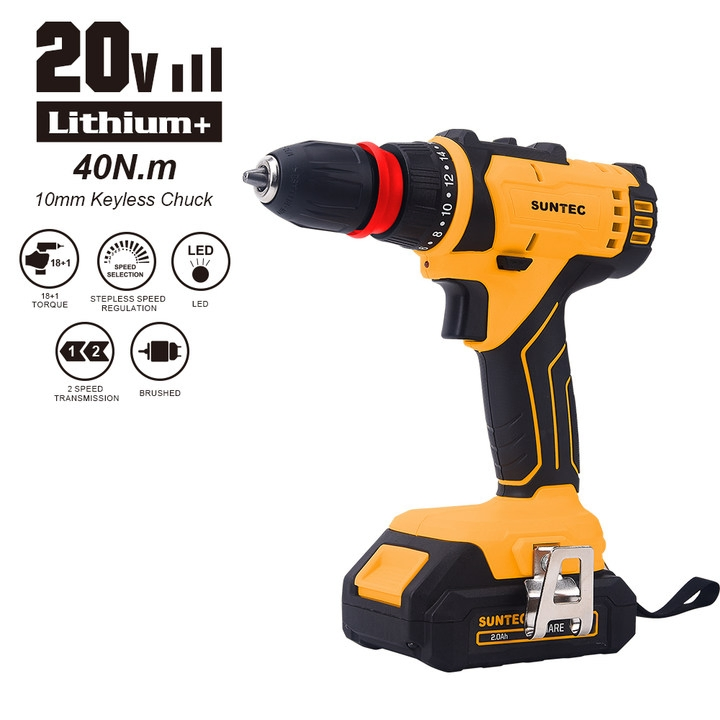 Аккумуляторная дрель-шуруповерт Suntec 20В