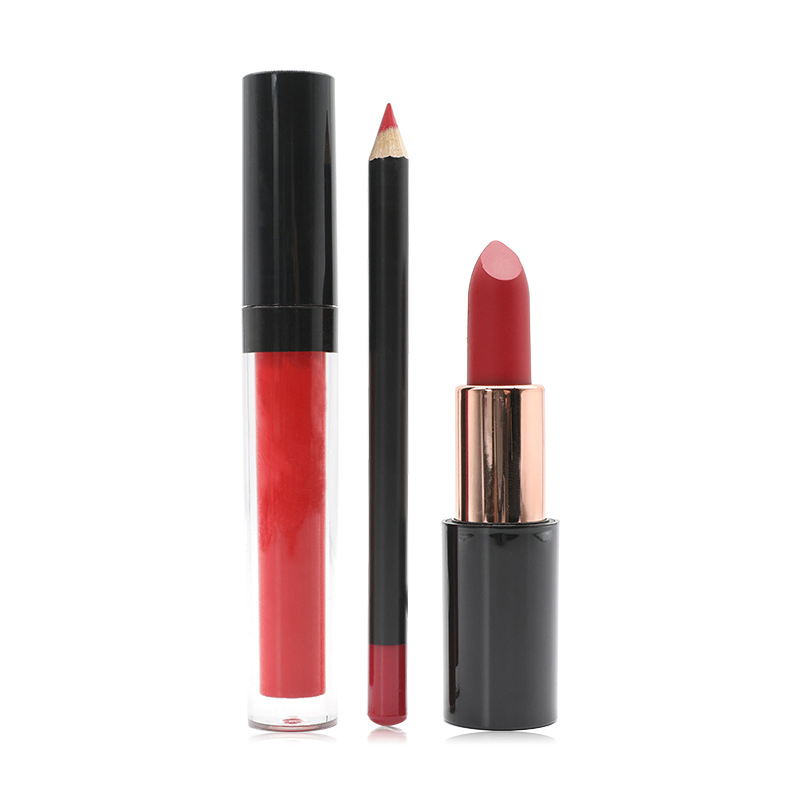 OEM Lip Kit 3PCS Set Lip Liner Matte Lipstick Lip Gloss Moisturizing Lasting