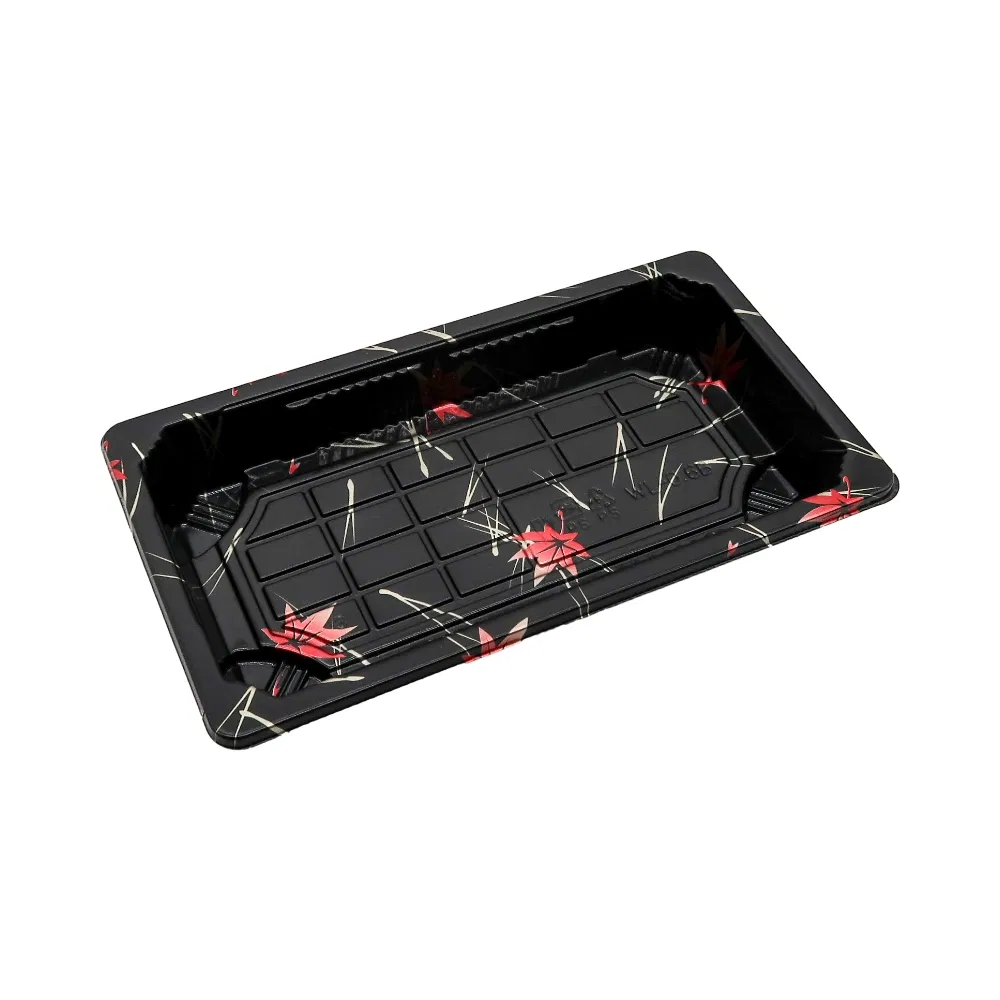 Health and Safety Disposable Desserts Food Container Plastic Sushi Food Packaging Takeaway Container Durable Rectangle Sushi Tray