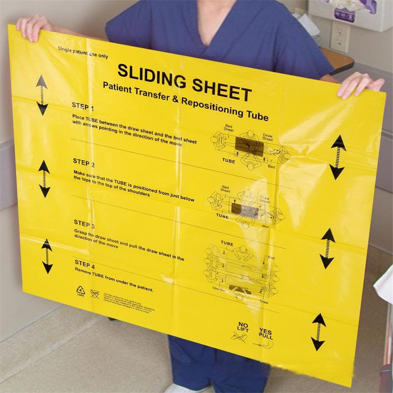 Medical Patient Transfer Sliding Sheet, LDPE Material, Bright Yellow, 39× 33 Inches, Hospital Nursing Home Specialized, Reduces Nursing Burden