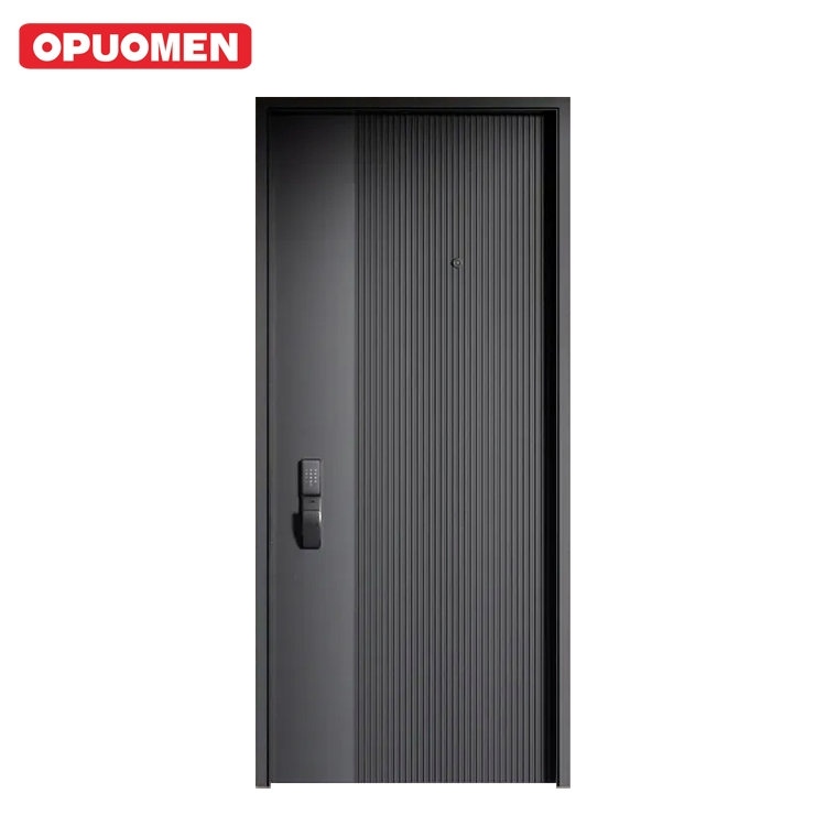 Custom French Aluminum Modern Design Style Soundproof Commercial Exterior Metal Front Door