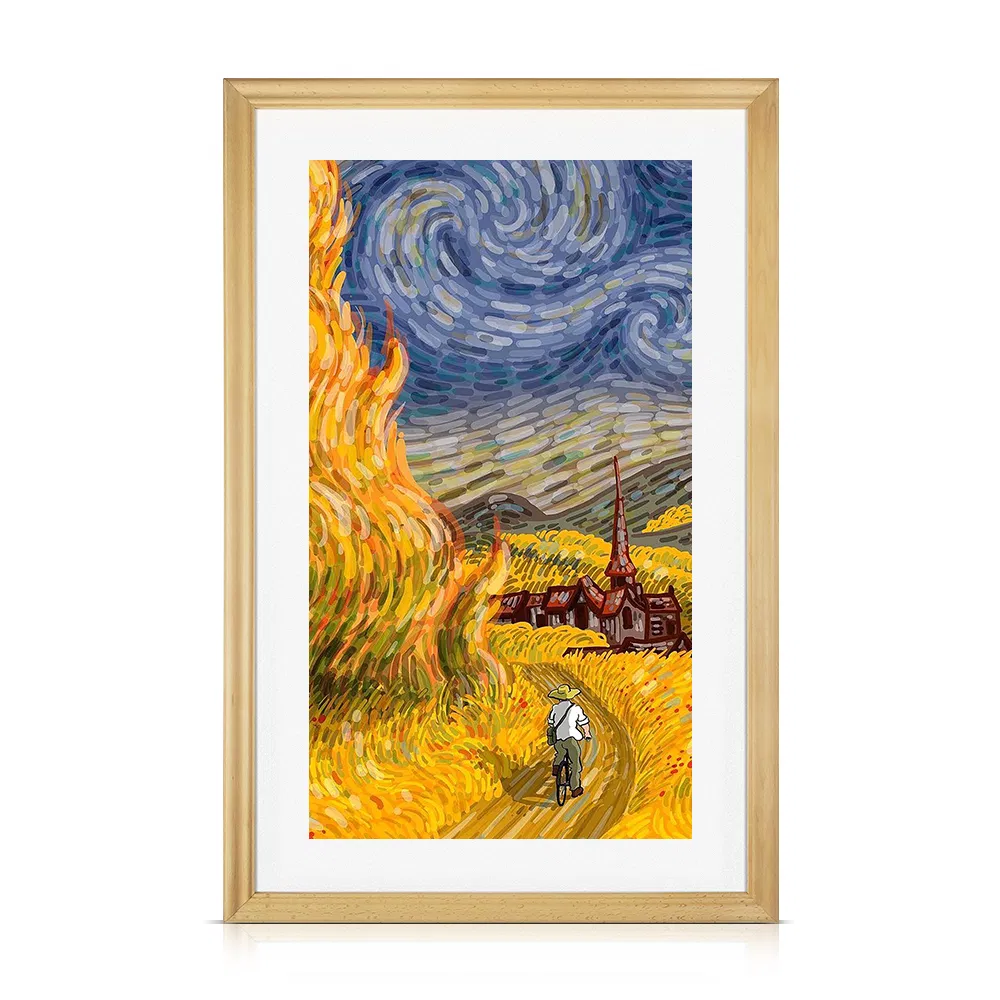 Artistic LCD Wooden Touch Screen Digital Photo Frame Smart APP 21.5-Inch