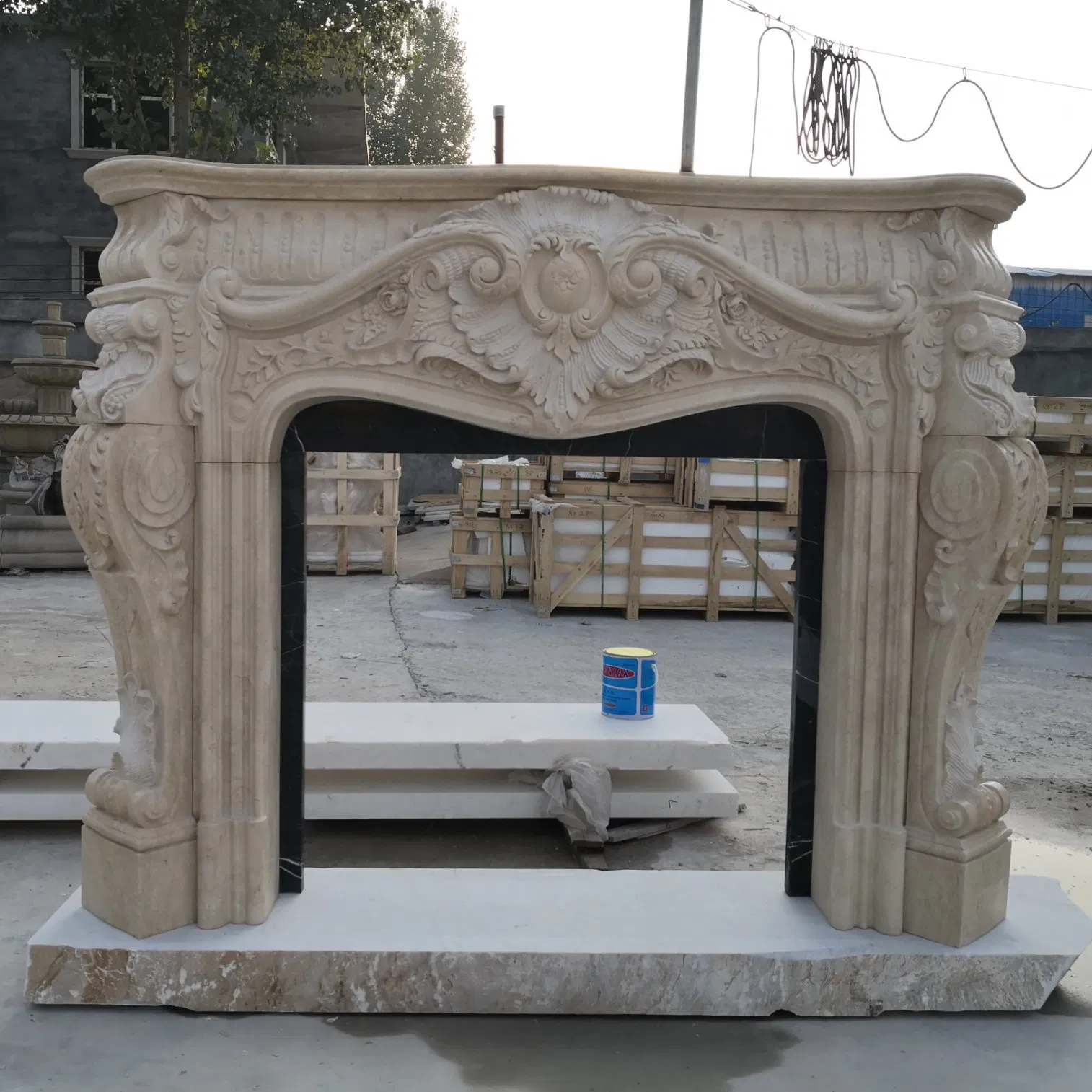 Custom Hand Carved Marble Fireplace Mantel