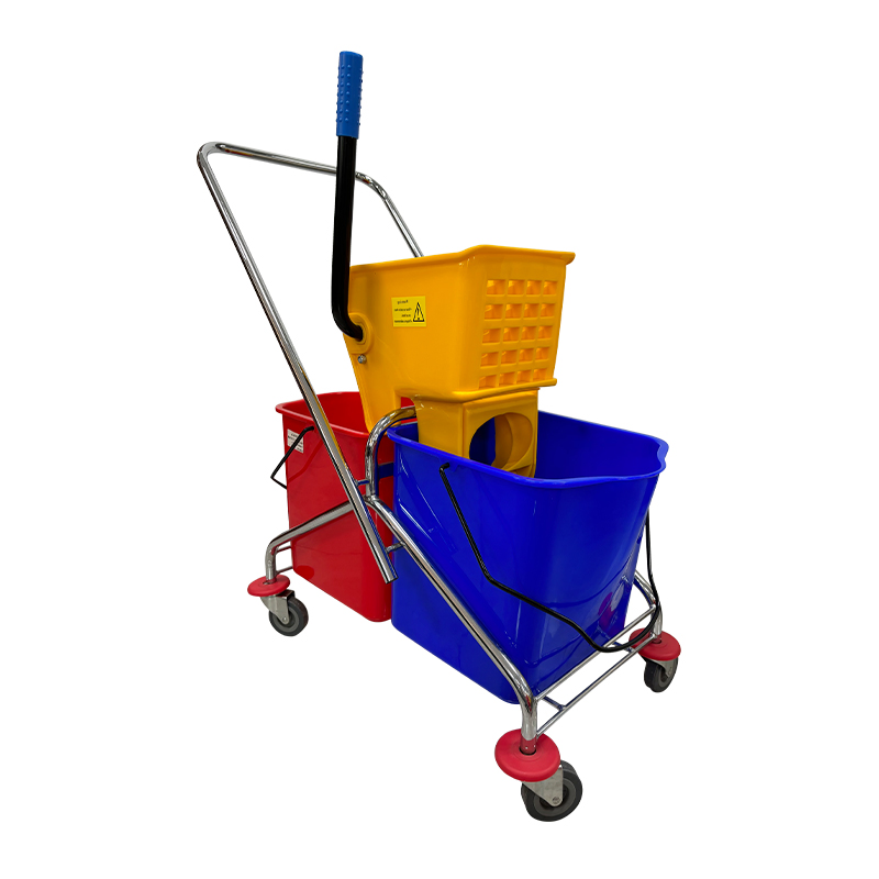 60L PP Plastic Hotel Cleaning Mop Wringer Trolley Double Bucket for Restaurant