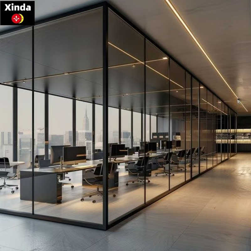 Glass Office Partition with Aluminum Alloy Hardware and Soundproof for Workspaces
