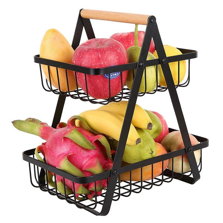 Three-Layer Removable Iron Fruit & Snack Storage Rack Household Kitchen Metal Basket