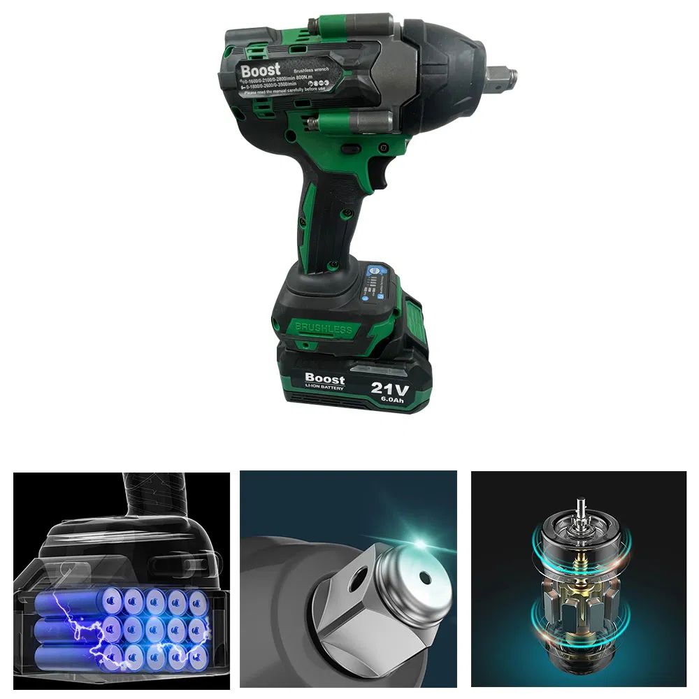 Boost Brushless Motor 21V Electric Impact Wrench Cordless Power Tool