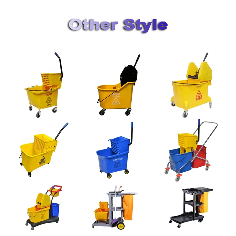 36L Commercial Side Press Yellow Plastic Floor Cleaning Squeeze Mop Bucket with Wringer