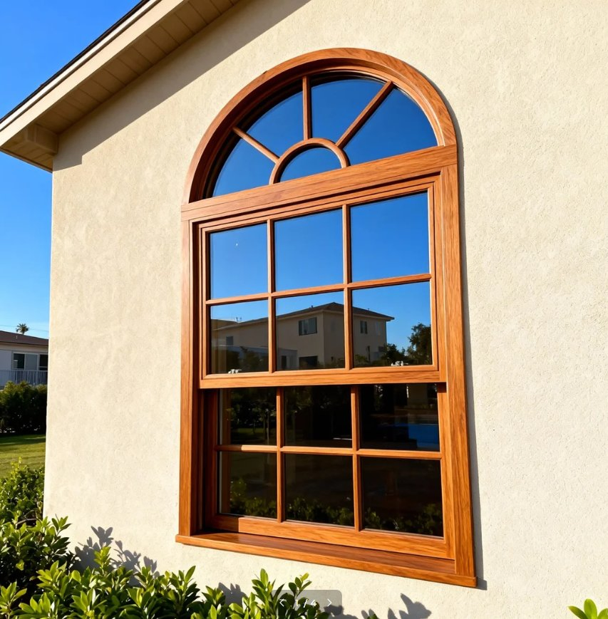 Solid Wood Double Glazing Window Single Hung Window Arch Design
