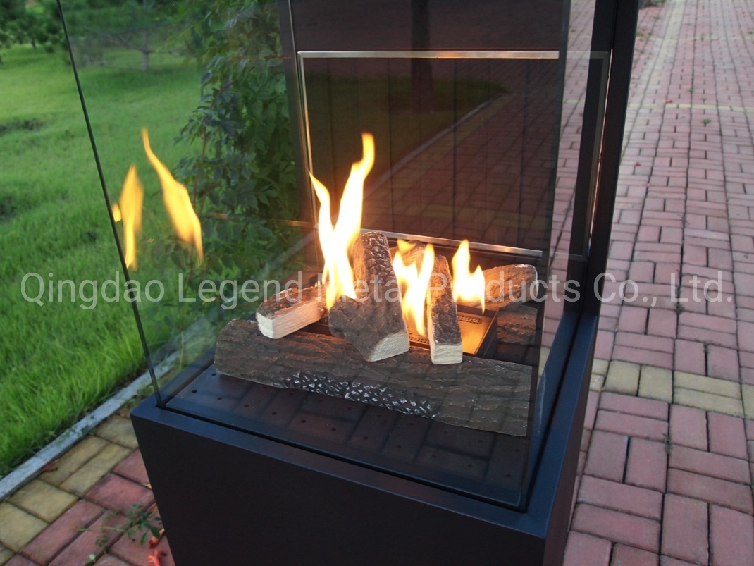 Movable Outdoor Patio Heater with Adjustable Flame with Glass View for Garden Use