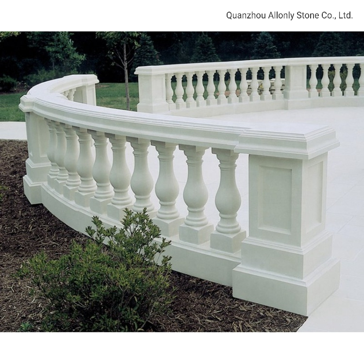 Hand Carving Natural White Stone Balcony Baluster Railing for Marble Stair Handrail Design