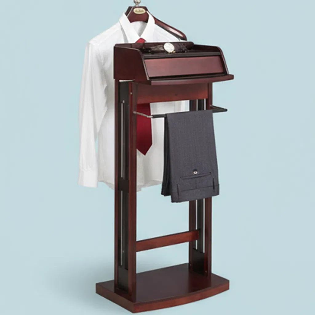 Деревянный органайзер для одежды с вешалкой и подносом