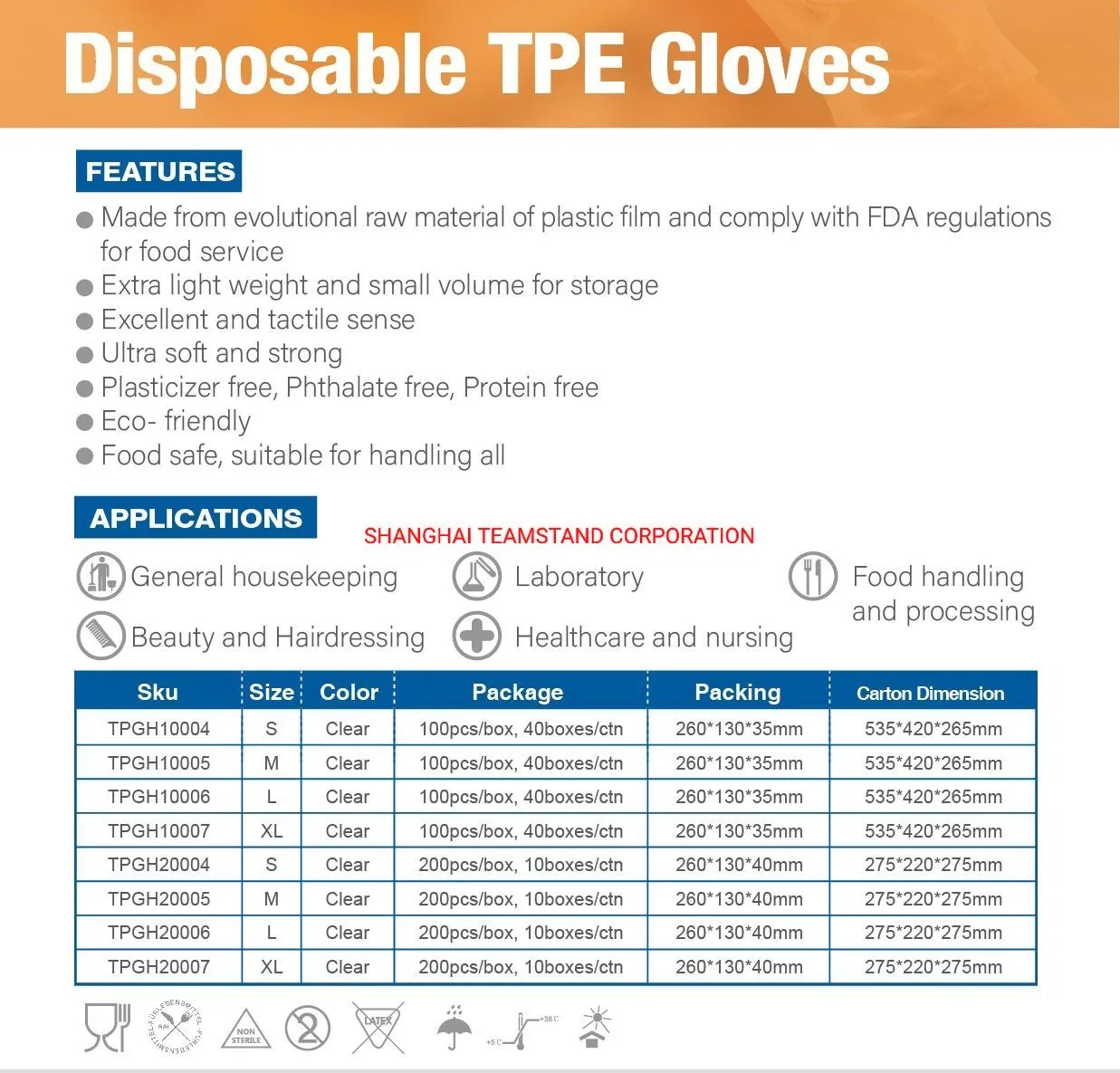 Disposable PE Gloves for Single Use