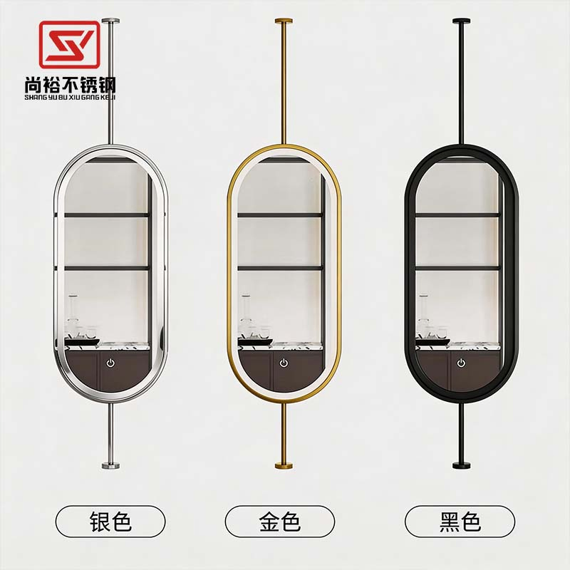 Sleek Styling Home Furniture Stainless Steel Frame Oval Bathroom LED Mirror with Multi Color Smart Front and Backlit Light Vanity Bathroom Decoration