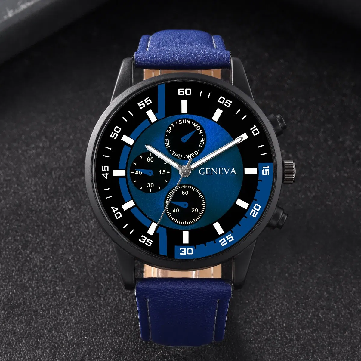 4-Piece Business Sports Men's Watch Set with PU Leather Straps