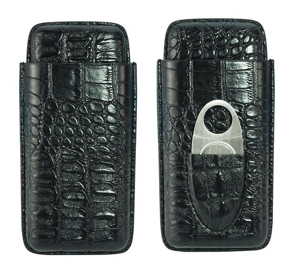 Top Quality 3 Finger Brown Travel Leather Cigar Holder Case