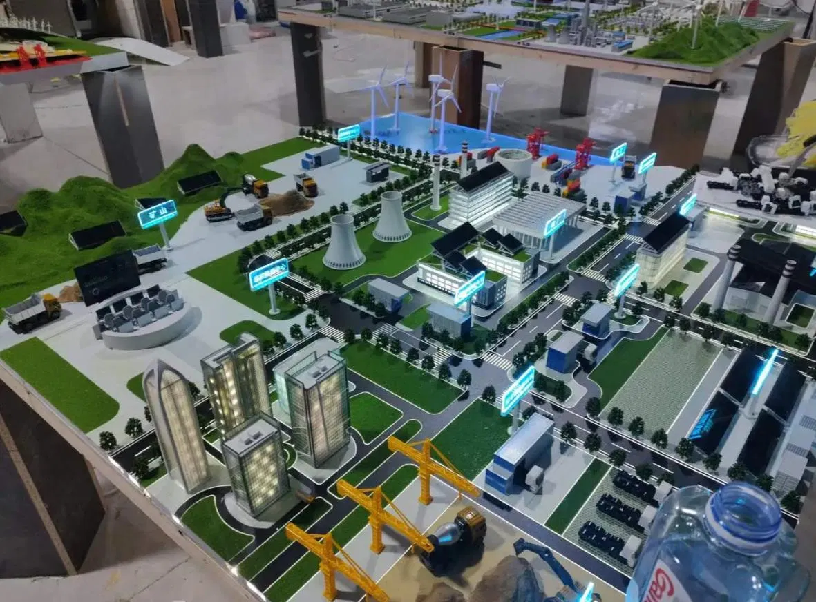 Unique Handcrafted Coal Mining Model Sculpture for Office Display