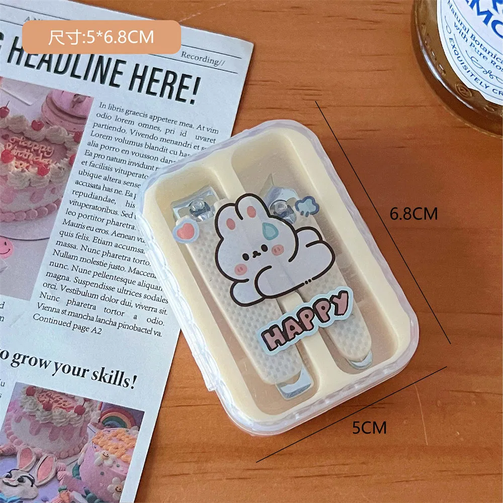 Girls Cute Cartoon Nail Scissors Two-Piece Nail Clippers Set