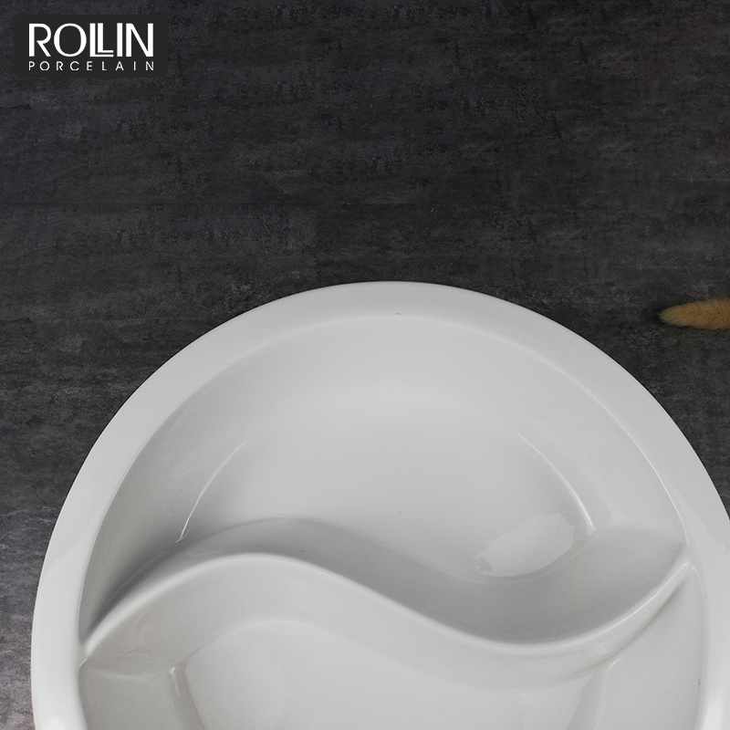 High Quality Divided Round Deep Buffet Ceramic Plates