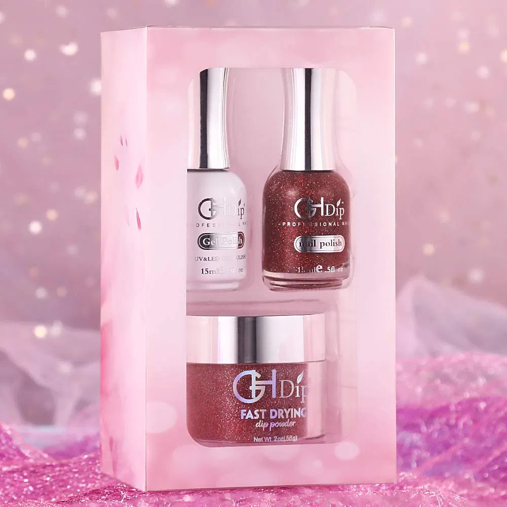 Customized Logo Reflective Diamond Nail Powder 3 in 1nail Kit Set