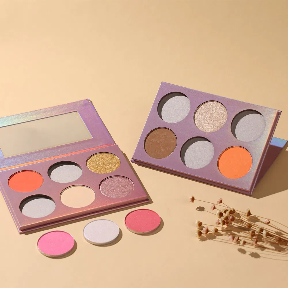 OEM 6color Eyeshadow Tray 42mm Pearlescent Matte Bloom Grooming Tray