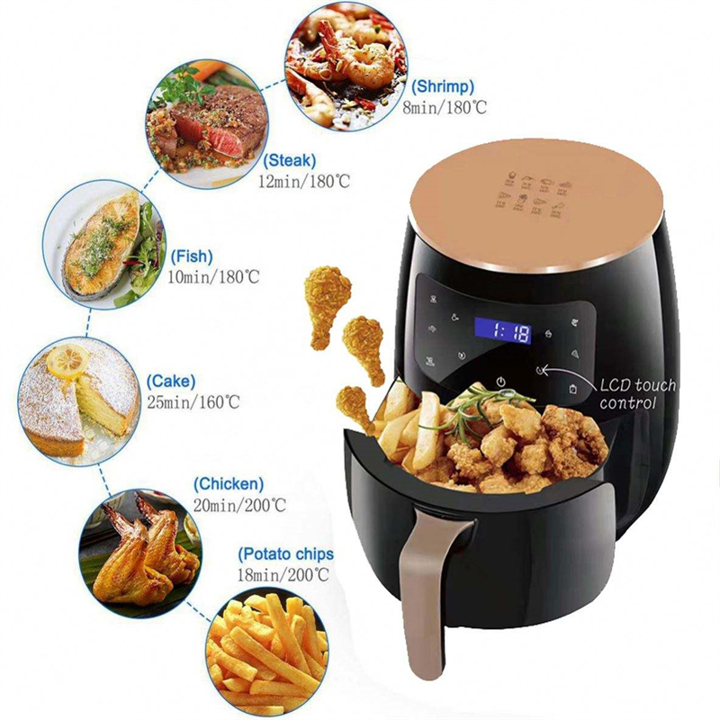 in Stock 2021 Digital 4.5L 5L 8L Electric Cooker Deep Oven Video Silver Crest Air Fryer 6L