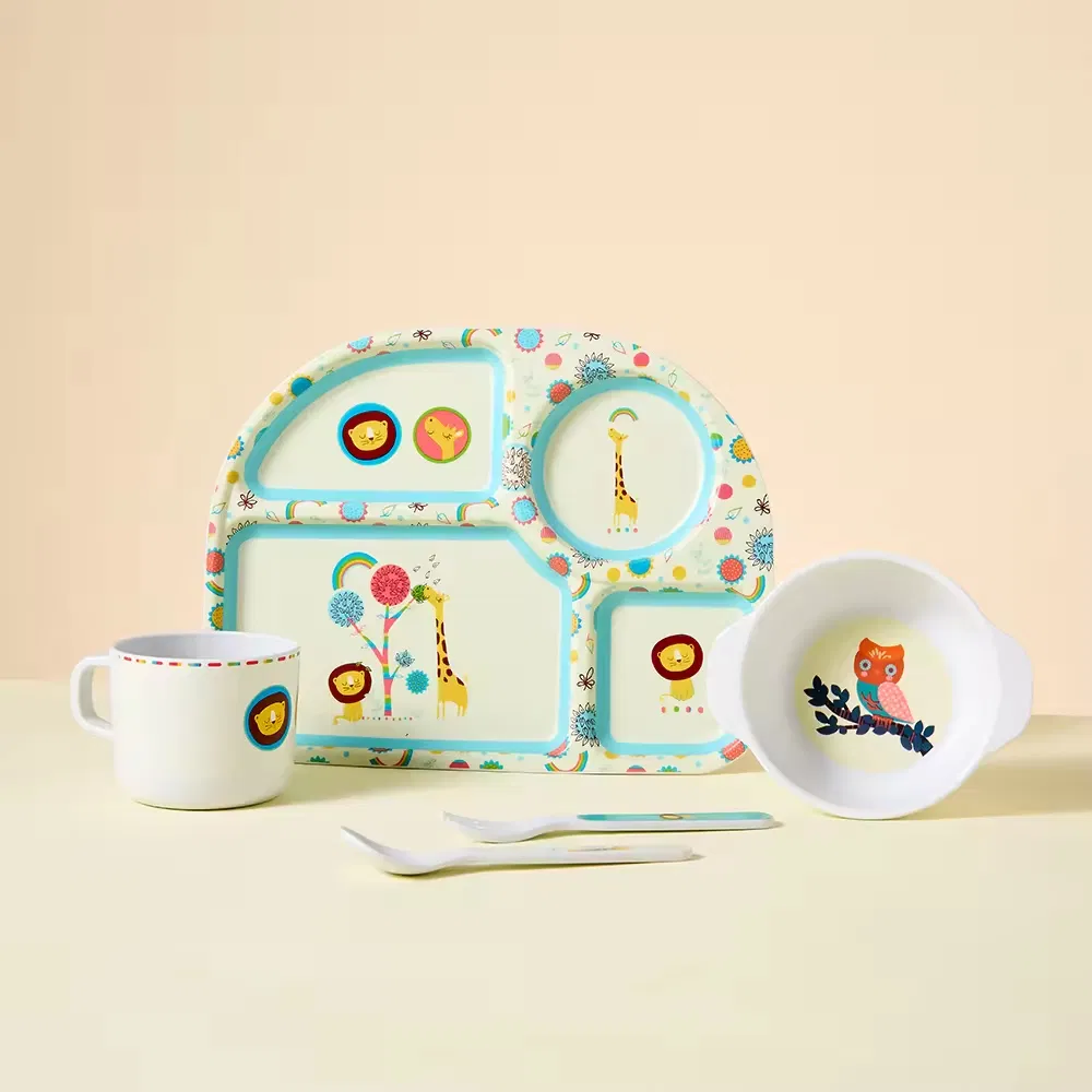 Eco-Friendly RPET Kids Food Plate Set Durable Plastic Tableware for Healthy Eating