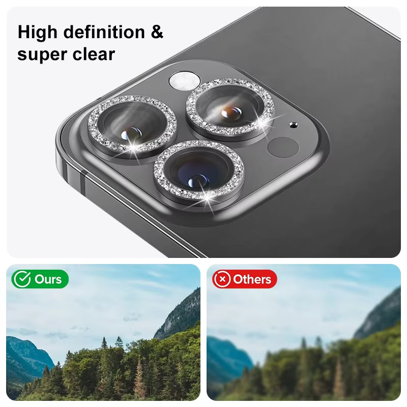 Защитное стекло с блёстками 9H для камеры iPhone 12-17 Pro Max