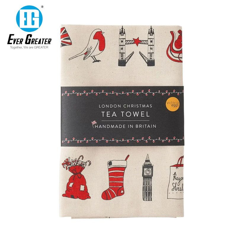 Custom Printed 100% Cotton Kitchen Towels Premium Quality Christmas Kitchen Cleaning Towels for Wholesale